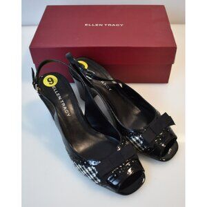 Ellen Tracy Checkered Platform Heels Square Toe Size 9 New ET-Jillian 2 Bow